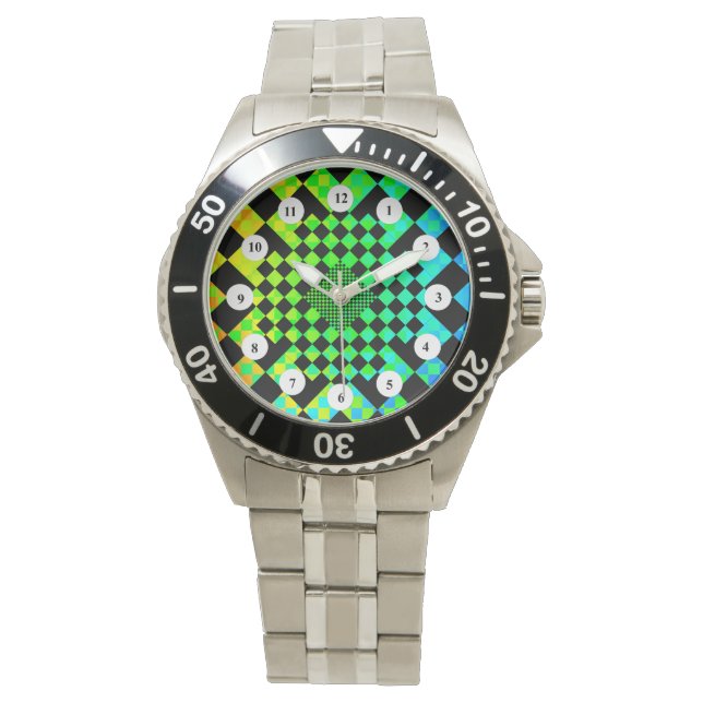 Scheckte Illusion (C-Gesicht) von Kenneth Yoncich Armbanduhr (Vorderseite)
