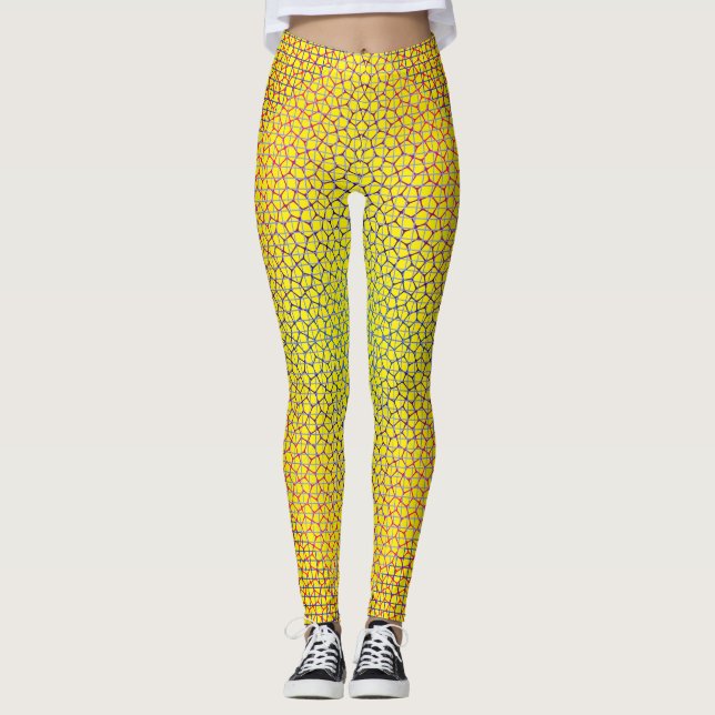 Scheckte Netzmuster 01 BYellow BG Leggings (Vorderseite)