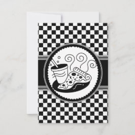 Schecktes Pizza-Party-Schwarz-Weiß-Muster Einladung