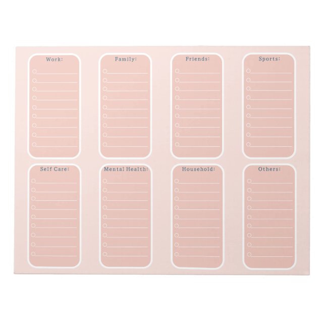 Schedule To Do Planner Checklist Organising Notes Notizblock (Vorderseite)