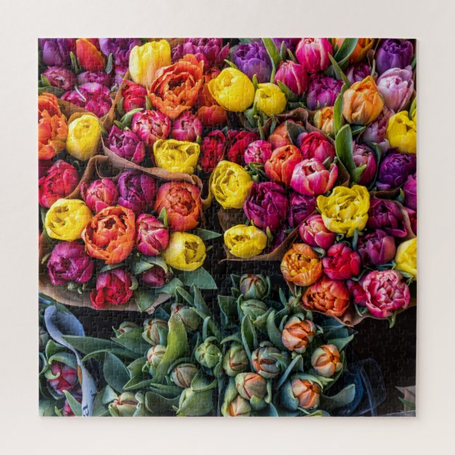 Scheffel frischer Blumen Markt – Farbige Blütenpra Puzzle (Vertikal)