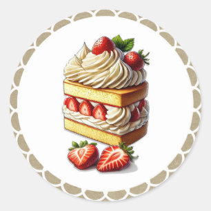 Scheibe Erdbeerkuchen Erdbeeren Runder Aufkleber