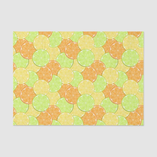 Scheiben aus Orange, Zitrone, Limon Seidenpapier (Vorderseite)