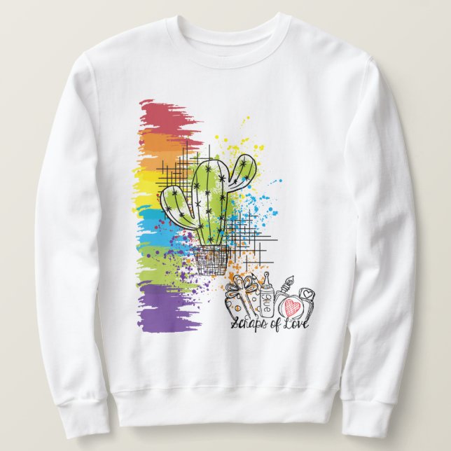 Scheiben der Liebe farbenfrohe Kakteen Sweatshirt (Design vorne)