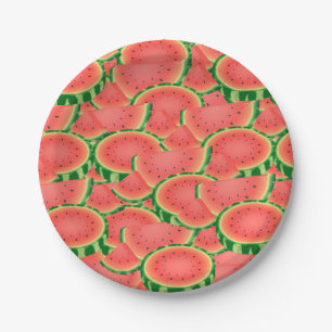 Scheiben des Watermelon-Musters Pappteller