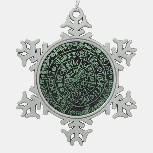 Scheiben-Geschichtscode MI Griechenlands Kreta Schneeflocken Zinn-Ornament (Vorderseite)