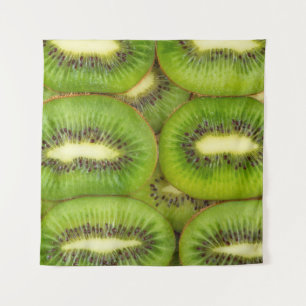 Scheiben von frischem und reifem Kiwi-Frucht in Re Wandteppich