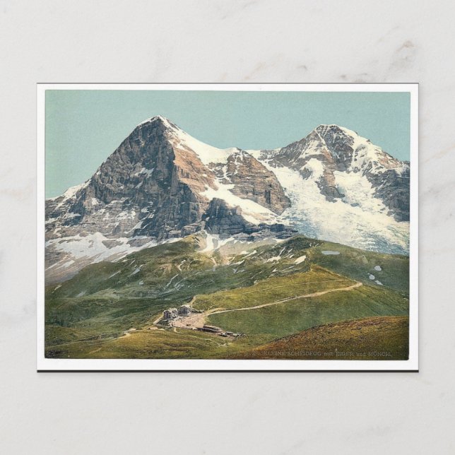 Scheidegg, Eiger und Mönch, Berner Oberl Postkarte (Vorderseite)