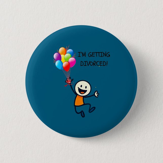 Scheidung glückliche Person Stäbchenfigur Button (Vorderseite)