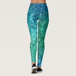 Schein-Glitzer-Meerjungfrau-Leggings - blaues Grün Leggings