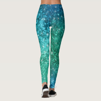 Schein-Glitzer-Meerjungfrau-Leggings - blaues Grün Leggings