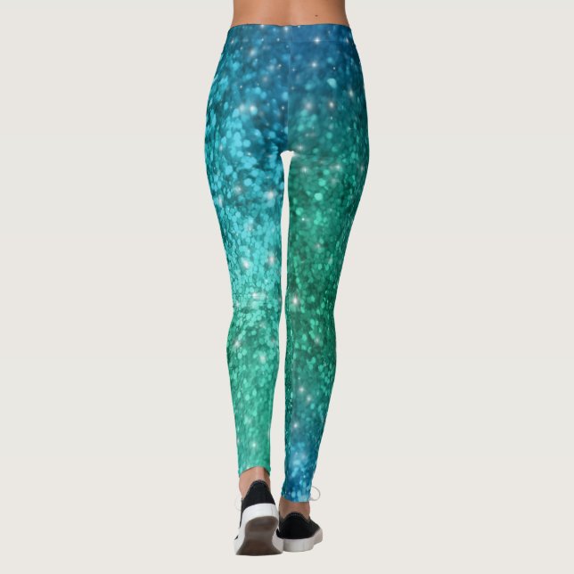 Schein-Glitzer-Meerjungfrau-Leggings - blaues Grün Leggings (Rückseite)
