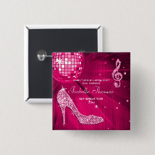 Schein-Heels-danken rosa Disco-Ball-Geburtstag Button