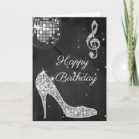 Schein-Heels schwarz u. silberner Disco-Ball