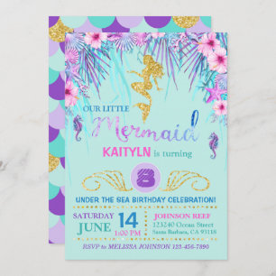 Schein-Meerjungfrau unter dem Seegeburtstag Einladung