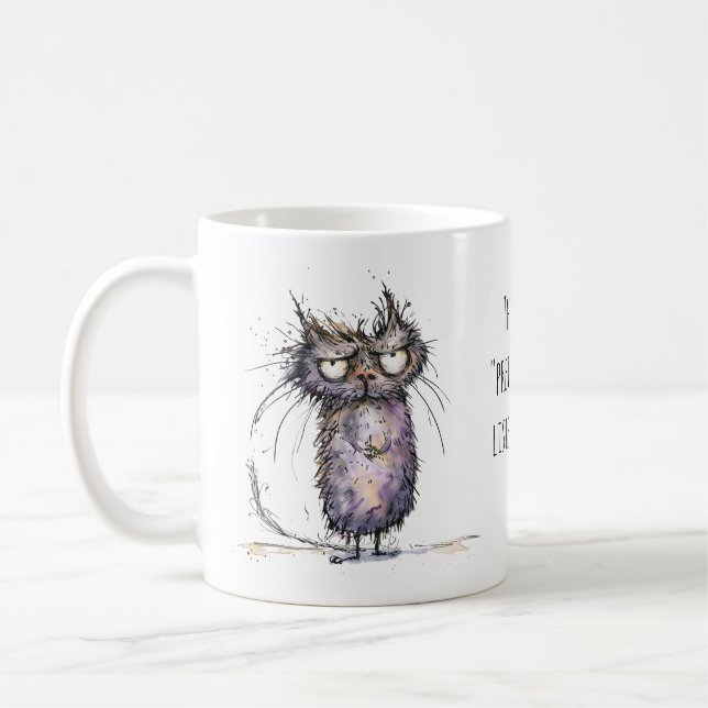 Scheinbar Zuhören Gesicht Whimsical Katze Arbeits  Kaffeetasse (Links)