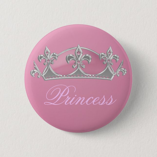 Scheinprinzessin Crown in rosa u. in silbernem mit Button (Vorderseite)