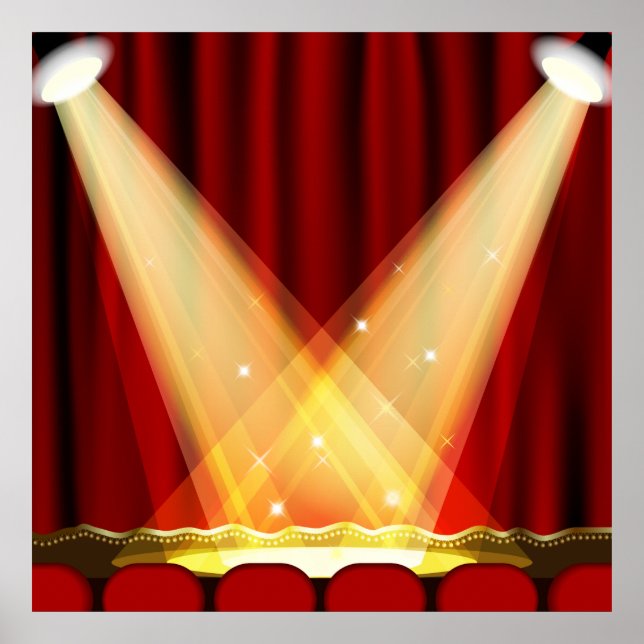 Scheinwerfer auf Bühne Poster (Vorne)