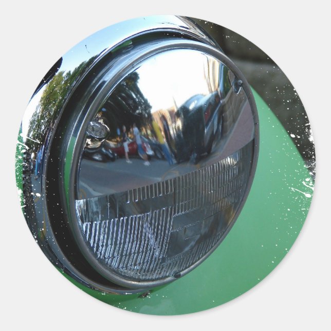 Scheinwerfer für grüne Vintage Runder Aufkleber (Vorderseite)
