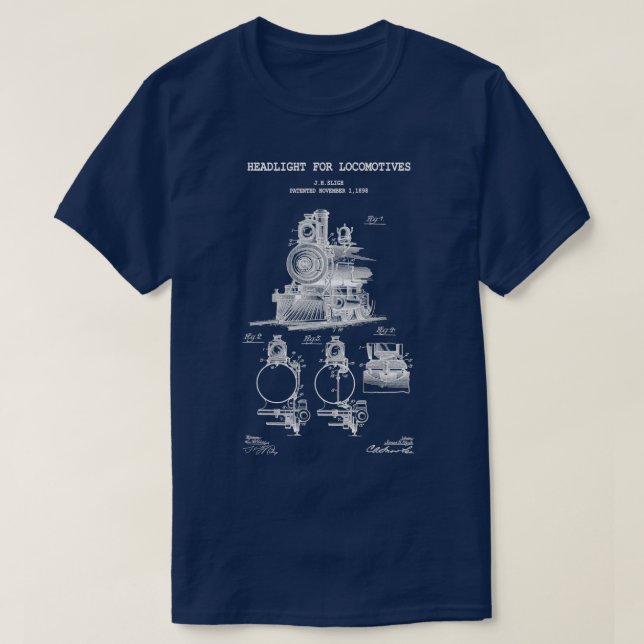 Scheinwerfer für Lokomotiven T-Shirt (Design vorne)
