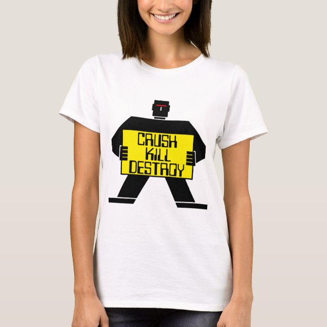 Scheiße! Tötet! Zerstöre! Vintag Robot T-Shirt (Vorderseite)