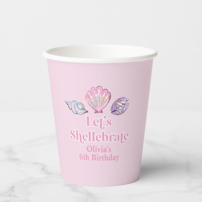 Schellebrate Seashell Beach Geburtstag Pappbecher (Vorderseite)