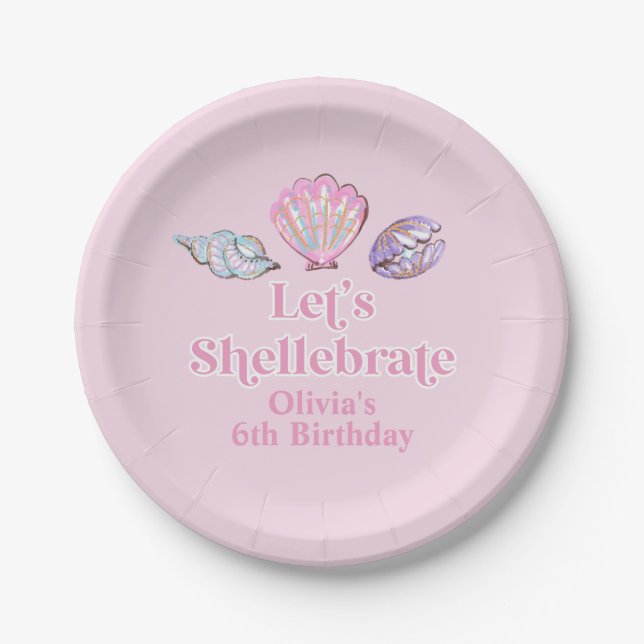 Schellebrate Seashell-Strand-Geburtstag Pappteller (Vorderseite)