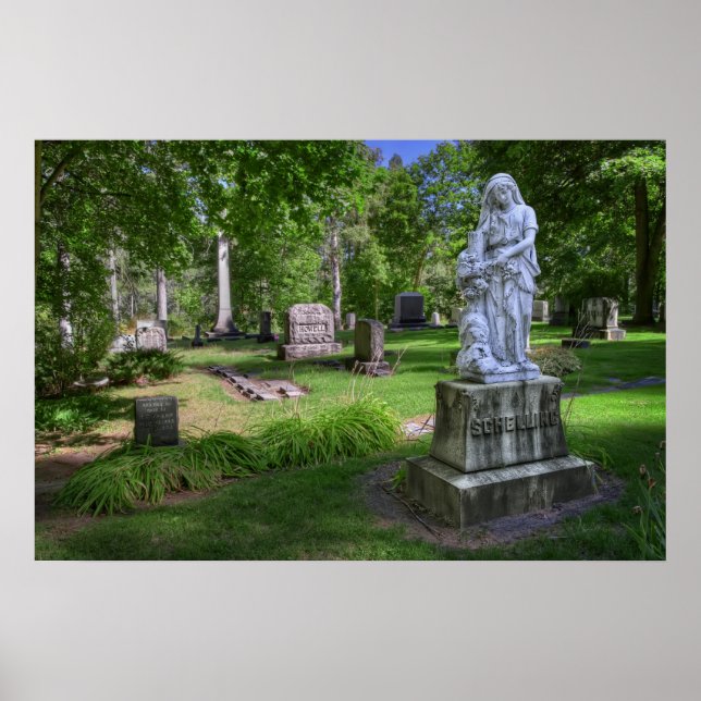 Schelling Family Grave Statue - Greenwood Friedhof Poster (Vorne)