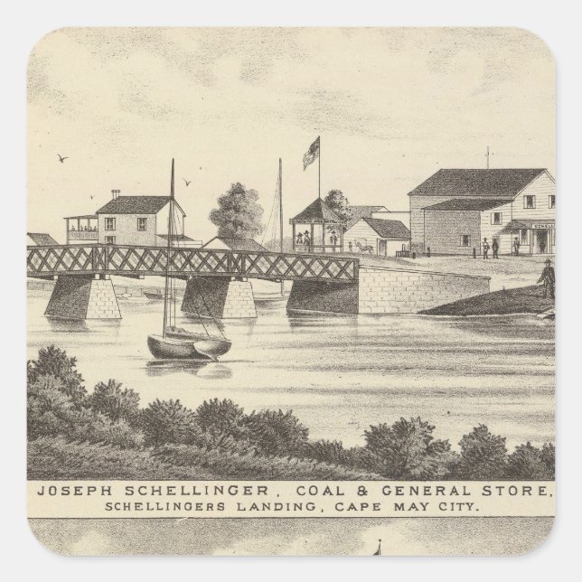 Schellinger Store and Ocean House Quadratischer Aufkleber (Vorderseite)