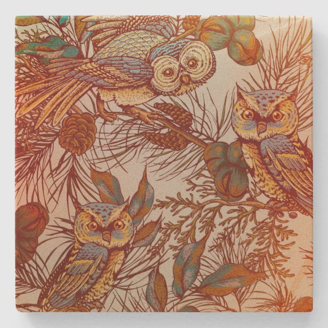 Schellrost, Vintag orange-blaue Rost Steinuntersetzer (Vorderseite)