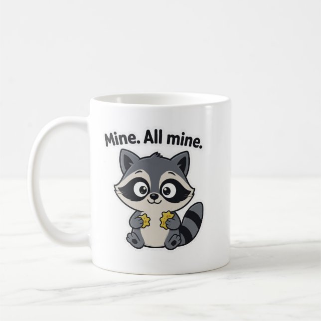 Schelmischer Waschbär-Meme-Cartoon-Becher Kaffeetasse (Links)