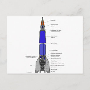 Schematische Darstellung eines V-2-Raketenentwurfs Postkarte