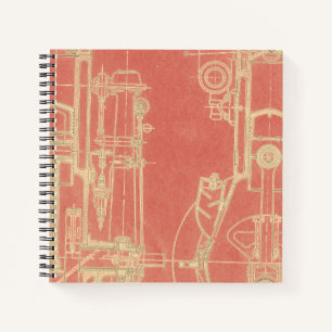 Schematische technische Zeichnung eines frühen Gas Notizbuch