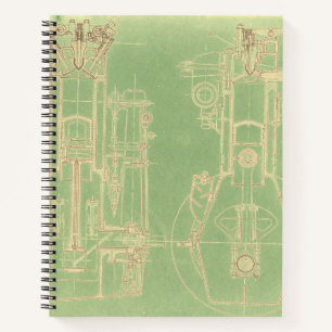 Schematische technische Zeichnung eines frühen Gas Notizbuch