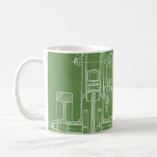 Schematische technische Zeichnung eines frühen Gas Tasse