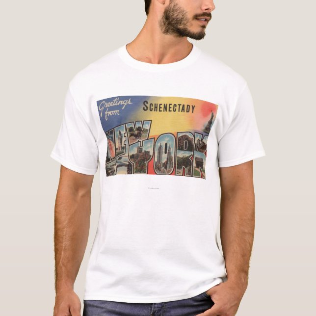 Schenectady, New York - große Buchstabe-Szenen T-Shirt (Vorderseite)