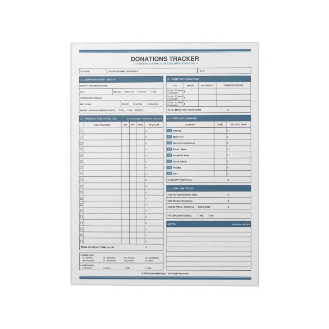 Schenkungs-Tracker Notizblock (Rotiert)