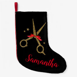 Schere aus goldenem Glitzer - Haarstil - Kleiner Weihnachtsstrumpf