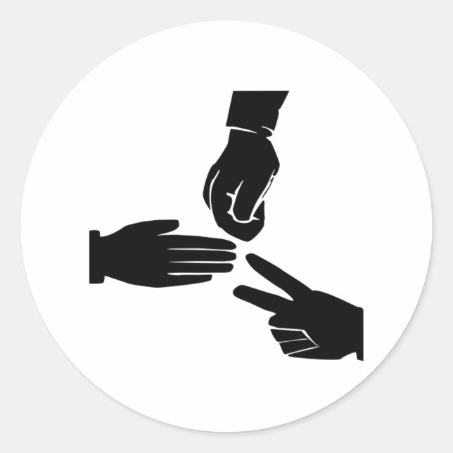 Schere für Rock Paper Runder Aufkleber (Vorderseite)