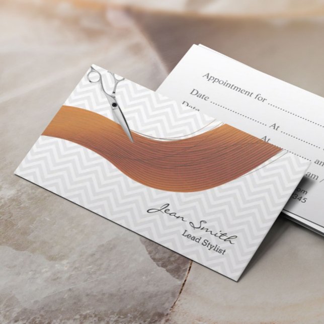 Schere & Haare Zickzack Haare Stylistische Ernennu Terminkarte (Von Creator hochgeladen)