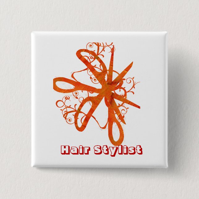 Schere Haaresalons HairStylist Button (Vorderseite)