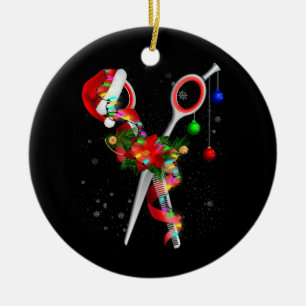 Schere Haarstylist Weihnachtsmann Weihnachtsmann C Keramik Ornament