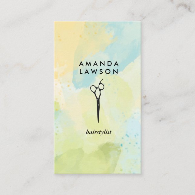 Schere | Hair Stylist | Aquarell Visitenkarte (Vorderseite)