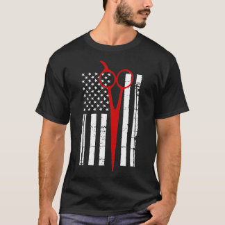 Schere mit amerikanischer Flagge T-Shirt