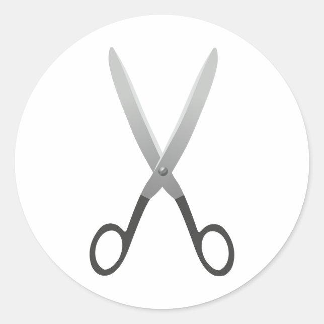 Schere Runder Aufkleber (Vorderseite)