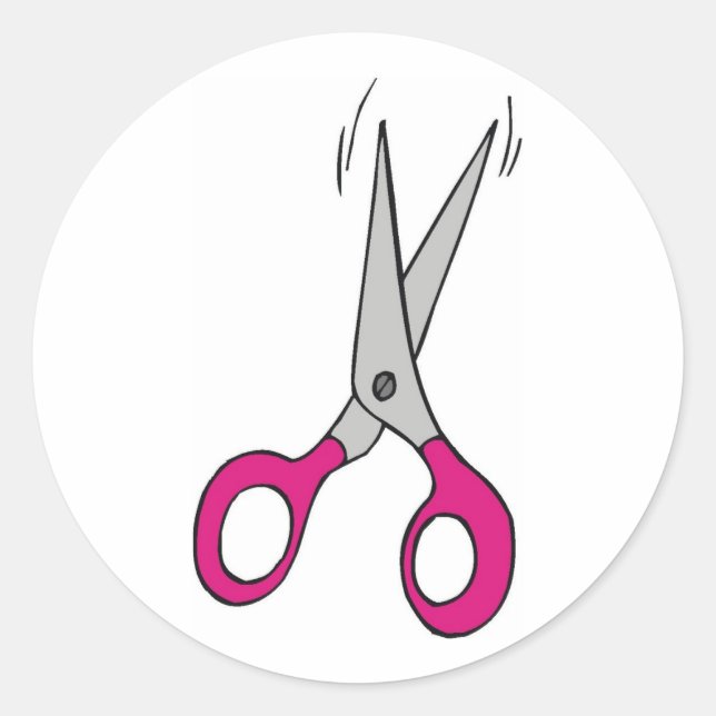 Schere Runder Aufkleber (Vorderseite)