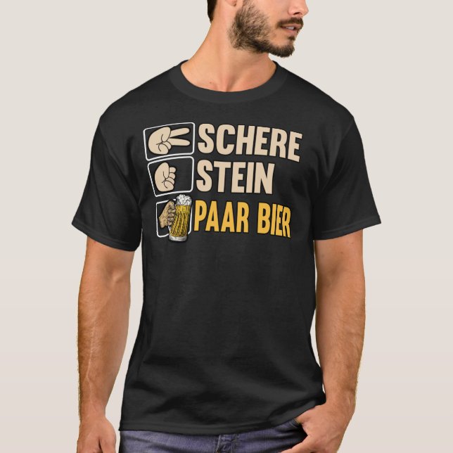Schere Stein Paar Bier Pils Saufen Geschenkidee Es T-Shirt (Vorderseite)