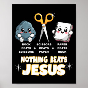 Schere, Stein, Papier, aber nichts schlägt Jesus l Poster