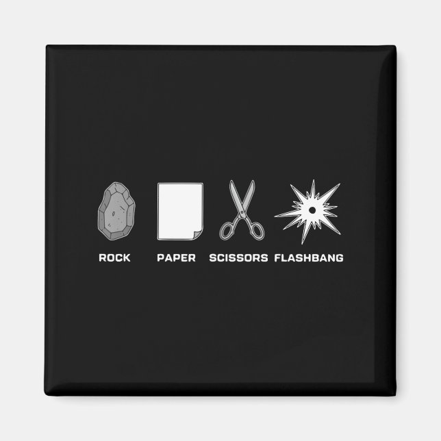 Schere, Stein, Papier, Blendgranate Gamer Meme lus Magnet (Vorne)
