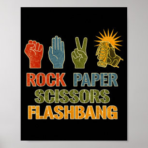 Schere, Stein, Papier, Blendgranate lustiger Gamer Poster